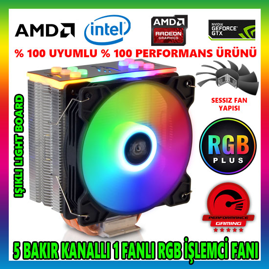 Snowman T5 Fan RGB Light Board 5 Bakır Kanallı CPU Soğutucu Fan Snowman T5 Fan RGB Light Board 5 Bakır Kanallı CPU Soğutucu Fan